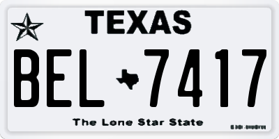 TX license plate BEL7417