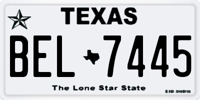 TX license plate BEL7445