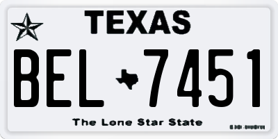 TX license plate BEL7451