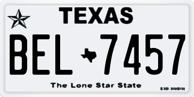 TX license plate BEL7457