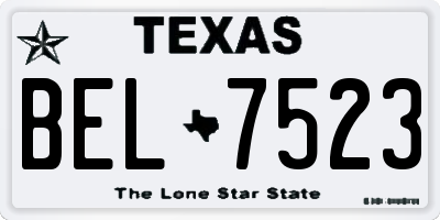 TX license plate BEL7523