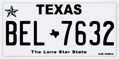 TX license plate BEL7632