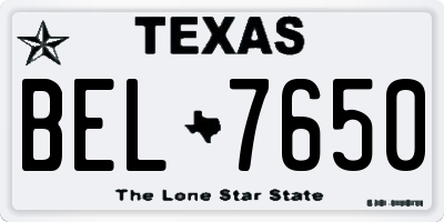 TX license plate BEL7650
