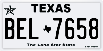 TX license plate BEL7658
