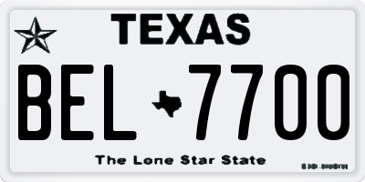 TX license plate BEL7700