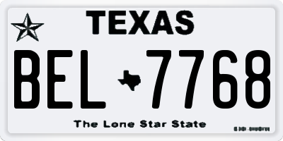 TX license plate BEL7768
