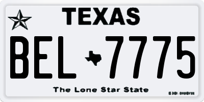 TX license plate BEL7775