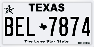 TX license plate BEL7874