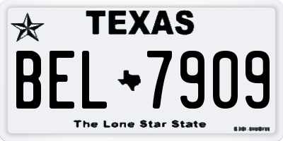 TX license plate BEL7909