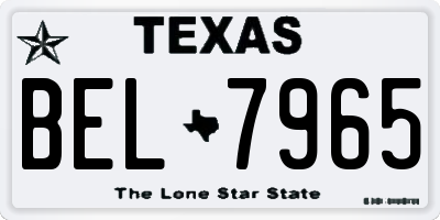 TX license plate BEL7965