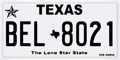 TX license plate BEL8021