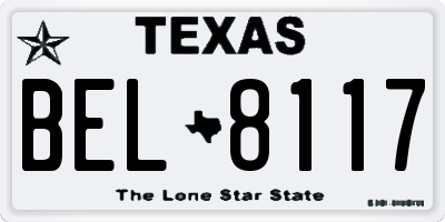 TX license plate BEL8117