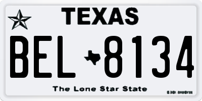 TX license plate BEL8134