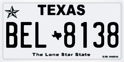 TX license plate BEL8138