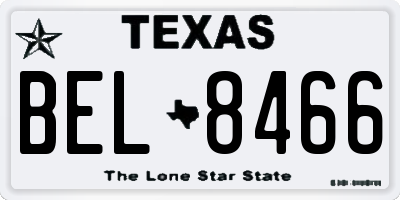 TX license plate BEL8466