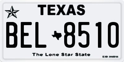 TX license plate BEL8510