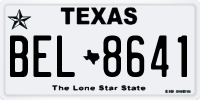 TX license plate BEL8641