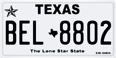 TX license plate BEL8802