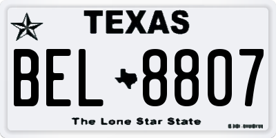 TX license plate BEL8807