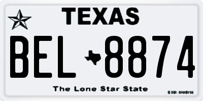 TX license plate BEL8874