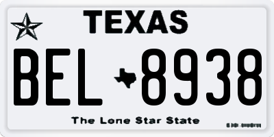 TX license plate BEL8938