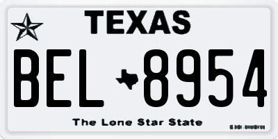TX license plate BEL8954