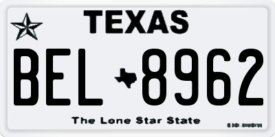 TX license plate BEL8962