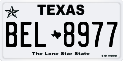 TX license plate BEL8977
