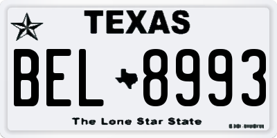 TX license plate BEL8993
