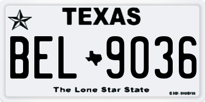 TX license plate BEL9036