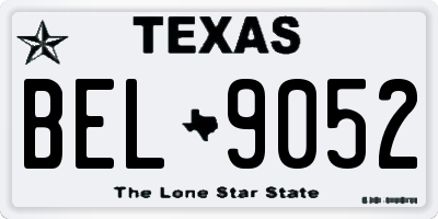 TX license plate BEL9052