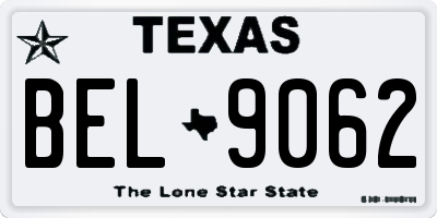 TX license plate BEL9062