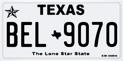 TX license plate BEL9070
