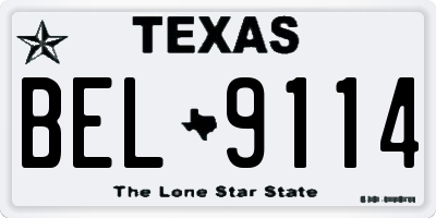 TX license plate BEL9114