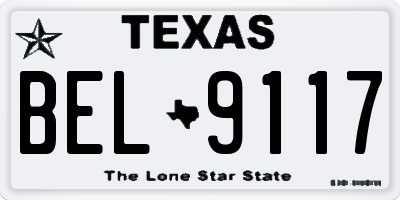 TX license plate BEL9117