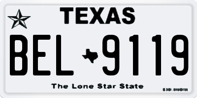 TX license plate BEL9119