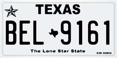 TX license plate BEL9161