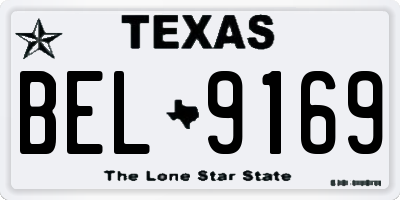 TX license plate BEL9169