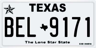 TX license plate BEL9171