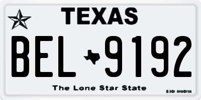 TX license plate BEL9192
