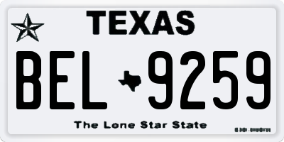 TX license plate BEL9259