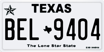 TX license plate BEL9404
