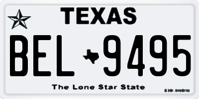 TX license plate BEL9495