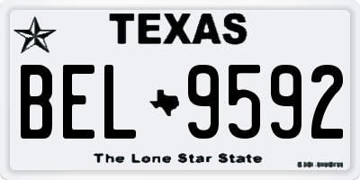 TX license plate BEL9592