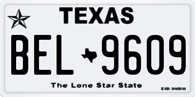 TX license plate BEL9609