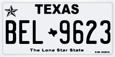 TX license plate BEL9623