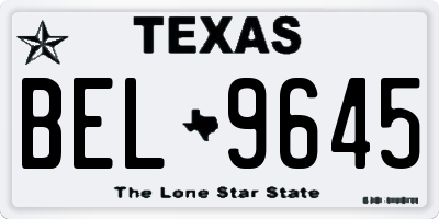 TX license plate BEL9645