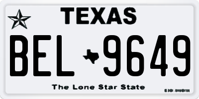TX license plate BEL9649