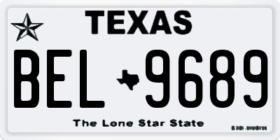 TX license plate BEL9689