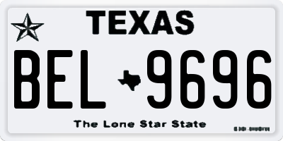 TX license plate BEL9696